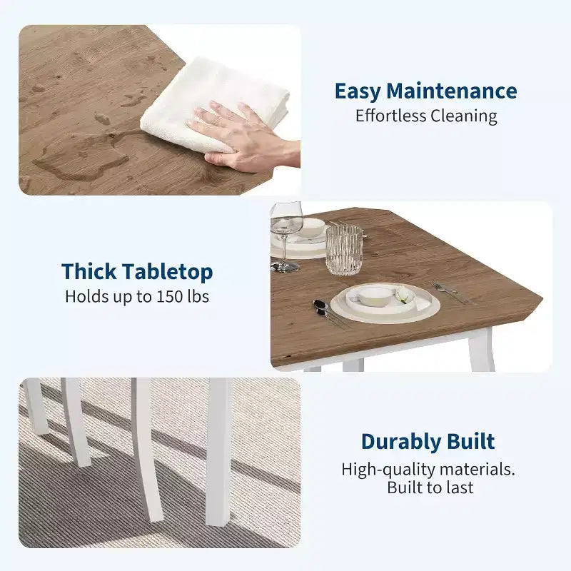 Ensemble de salle à manger 5 pièces pour 4 – Table de cuisine et chaises en bois peu encombrantes – Table compacte pour petits espaces, appartement