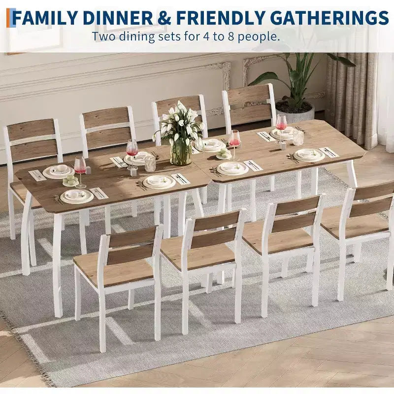 Ensemble de salle à manger 5 pièces pour 4 – Table de cuisine et chaises en bois peu encombrantes – Table compacte pour petits espaces, appartement