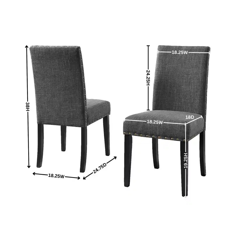 Ensemble de salle à manger rond GDFStudio Rowan 5 pièces en bois et métal avec chaises en tissu clouté