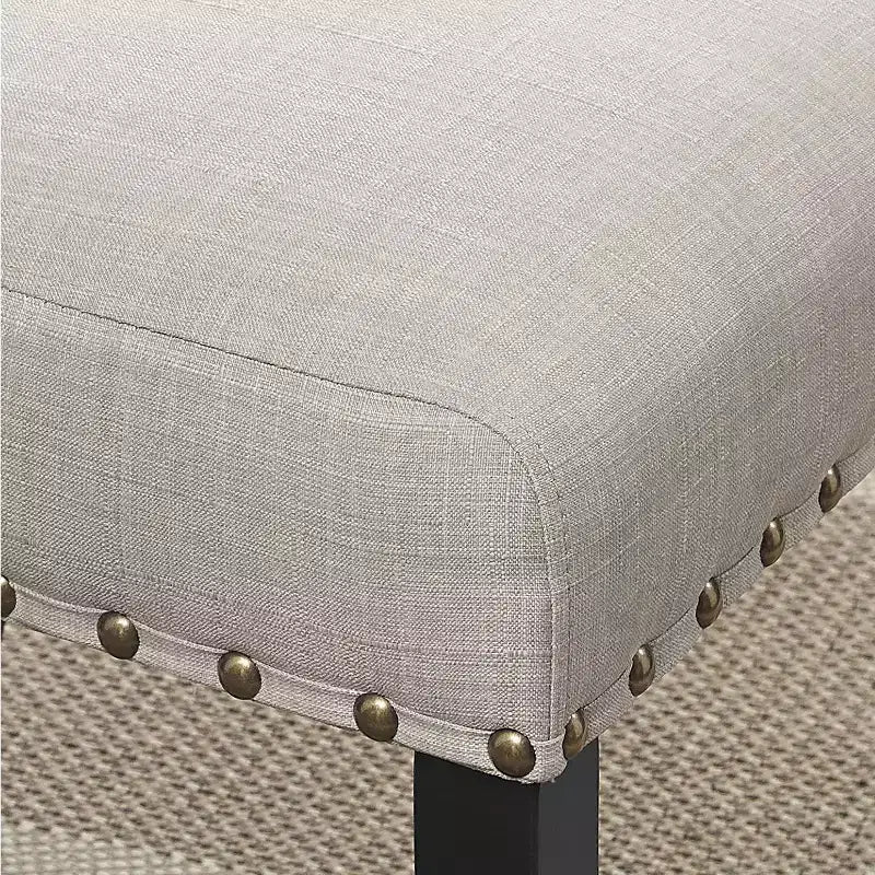 Ensemble de salle à manger rond GDFStudio Rowan 5 pièces en bois et métal avec chaises en tissu clouté