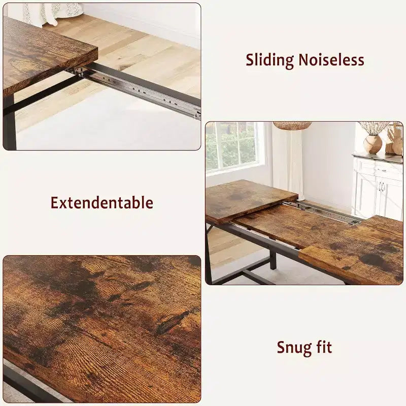 Ensemble de table à manger extensible pour 4 à 6 personnes, table de cuisine style ferme avec 2 bancs rembourrés, ensemble table à rabats et bancs pour salle à manger, cuisine.