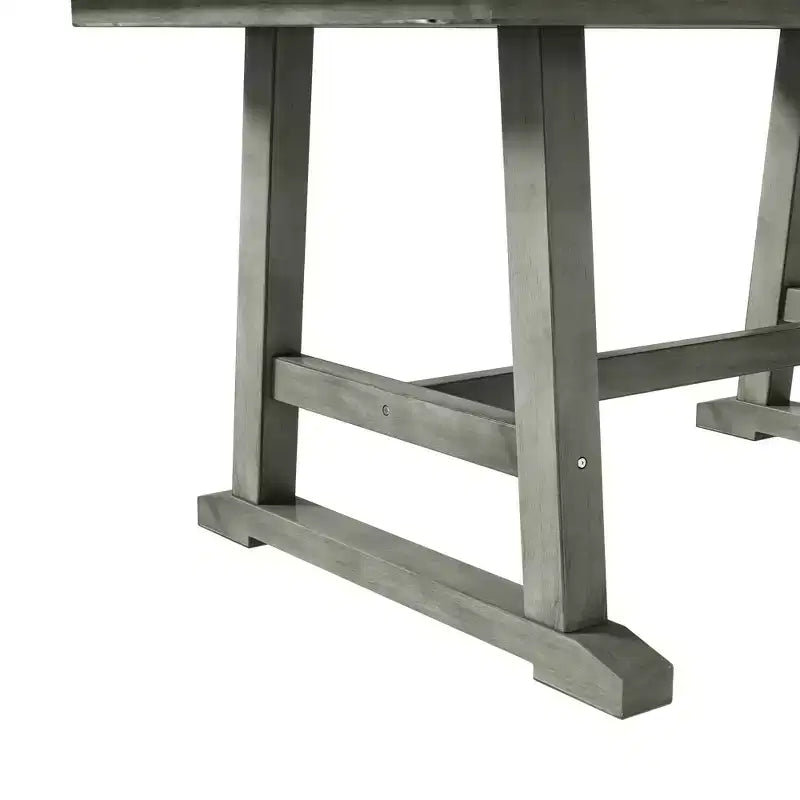 Ensemble de table à manger de ferme en bois pour 6 personnes, table rectangulaire de cuisine avec banc long et 4 chaises de salle à manger, gris