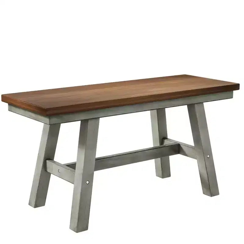 Ensemble de table à manger de ferme en bois pour 6 personnes, table rectangulaire de cuisine avec banc long et 4 chaises de salle à manger, gris