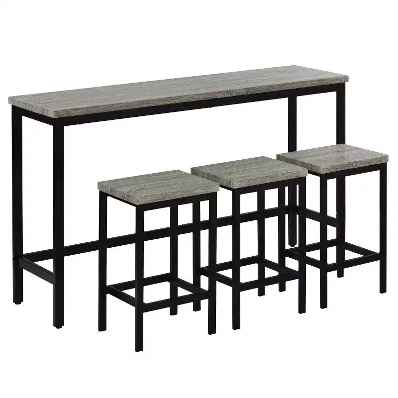 Ensemble de table à manger hauteur comptoir pour 3, ensemble de cuisine de pub en métal, table d'appoint avec repose-pieds et 3 tabourets