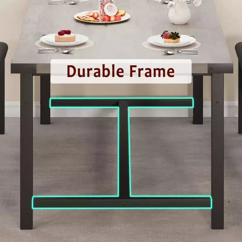 Ensemble de salle à manger 3 pièces pour 4 à 6 personnes, table de cuisine extensible de 160 cm et bancs pour 6 personnes, ensemble de table de cuisine rectangulaire avec structure métallique et 2 bancs rembourrés