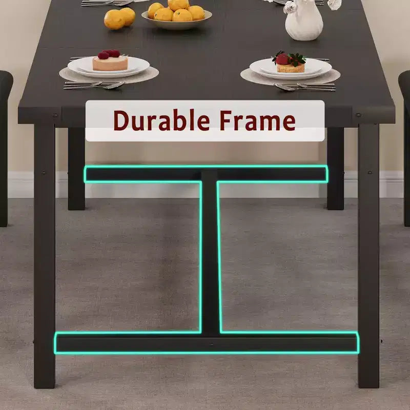 Ensemble de salle à manger 3 pièces pour 4 à 6 personnes, table de cuisine extensible de 160 cm et bancs pour 6 personnes, ensemble de table de cuisine rectangulaire avec structure métallique et 2 bancs rembourrés
