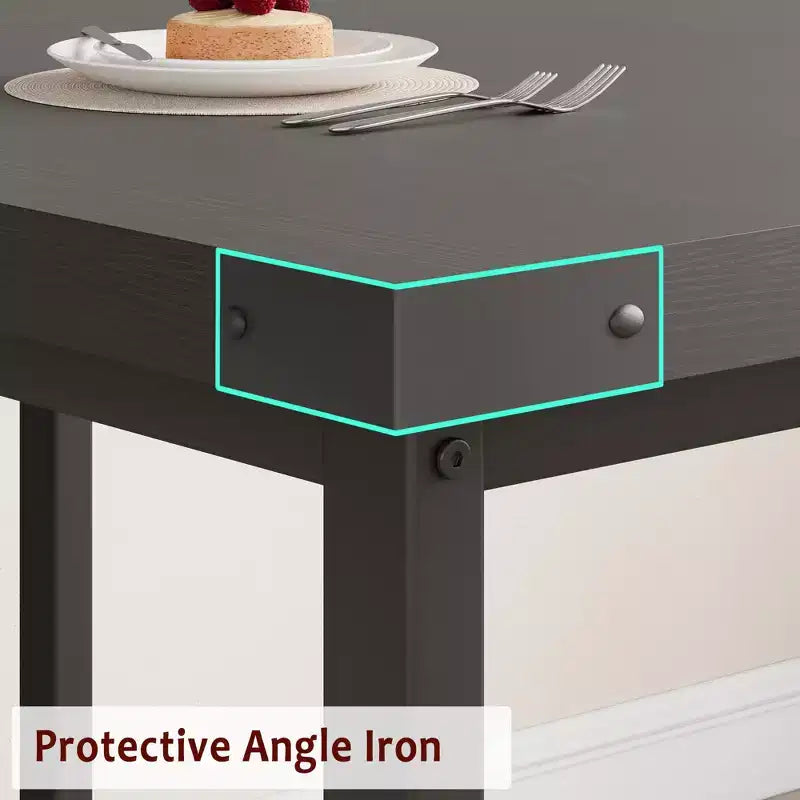 Ensemble de salle à manger 3 pièces pour 4 à 6 personnes, table de cuisine extensible de 160 cm et bancs pour 6 personnes, ensemble de table de cuisine rectangulaire avec structure métallique et 2 bancs rembourrés