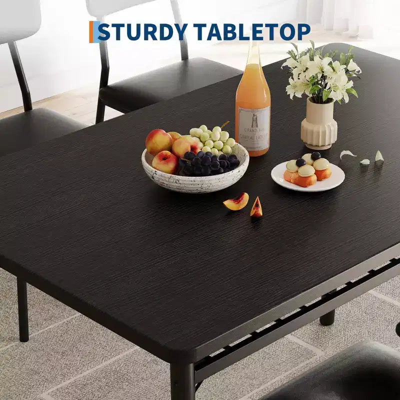 Ensemble de salle à manger 3 pièces pour 2 personnes – Petite table carrée avec étagère de rangement et cadre en métal, comprend 2 chaises rembourrées, Marron