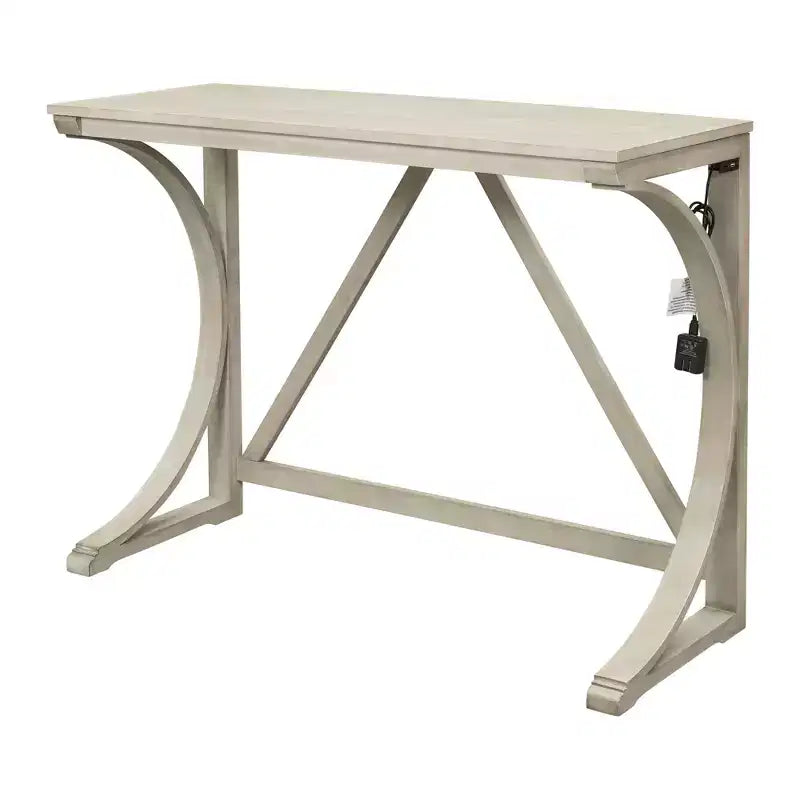 JVNOXK Ensemble table et 2 tabourets de bar style campagnard, ports USB intégrés et tabourets rembourrés, idéal pour les salles à manger, blanc
