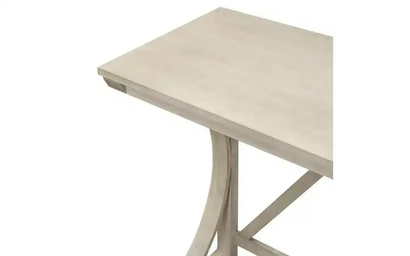 JVNOXK Ensemble table et 2 tabourets de bar style campagnard, ports USB intégrés et tabourets rembourrés, idéal pour les salles à manger, blanc