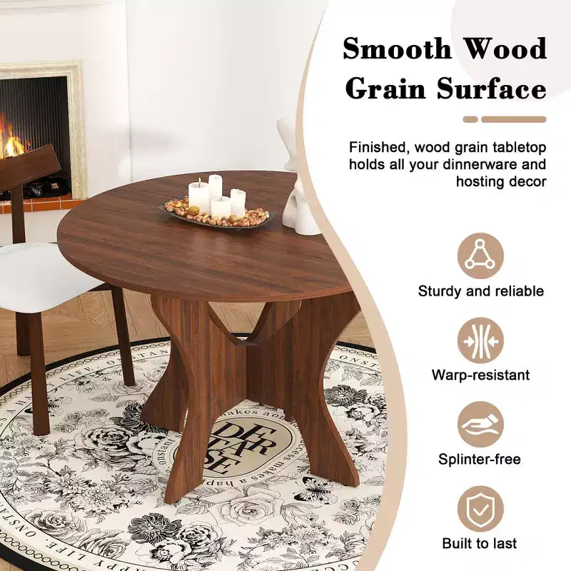 Ensemble de table à manger pliante GDFStudio Norwick de 43 po en bois avec 2 chaises en polyuréthane
