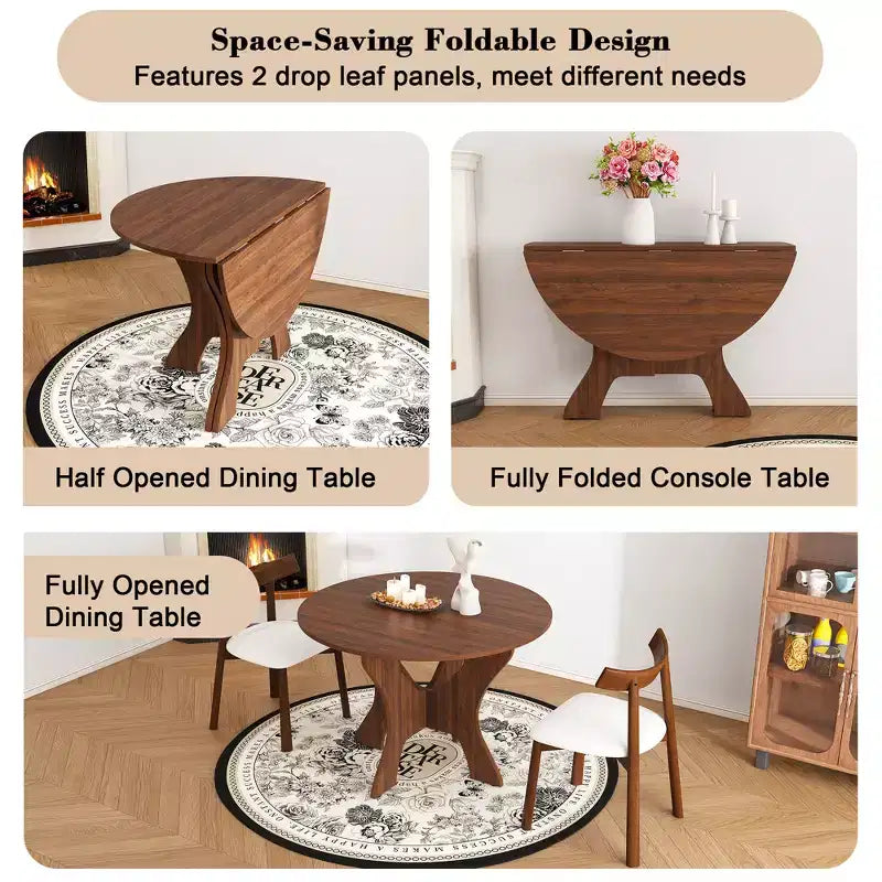 Ensemble de table à manger pliante GDFStudio Norwick de 43 po en bois avec 2 chaises en polyuréthane