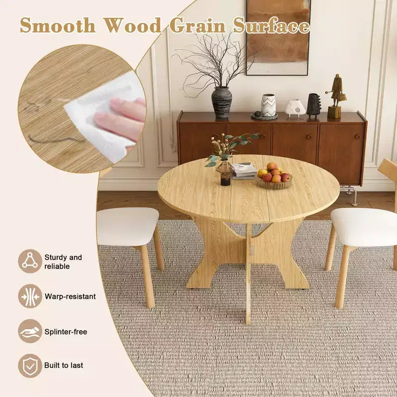 Ensemble de table à manger pliante GDFStudio Norwick de 43 po en bois avec 2 chaises en polyuréthane
