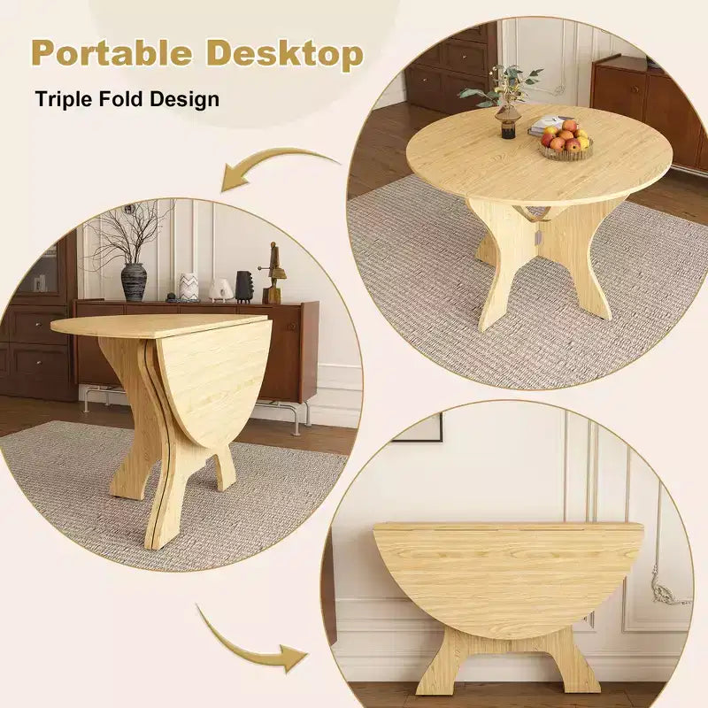 Ensemble de table à manger pliante GDFStudio Norwick de 43 po en bois avec 2 chaises en polyuréthane