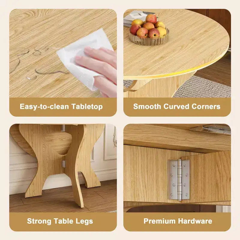 Ensemble de table à manger pliante GDFStudio Norwick de 43 po en bois avec 2 chaises en polyuréthane