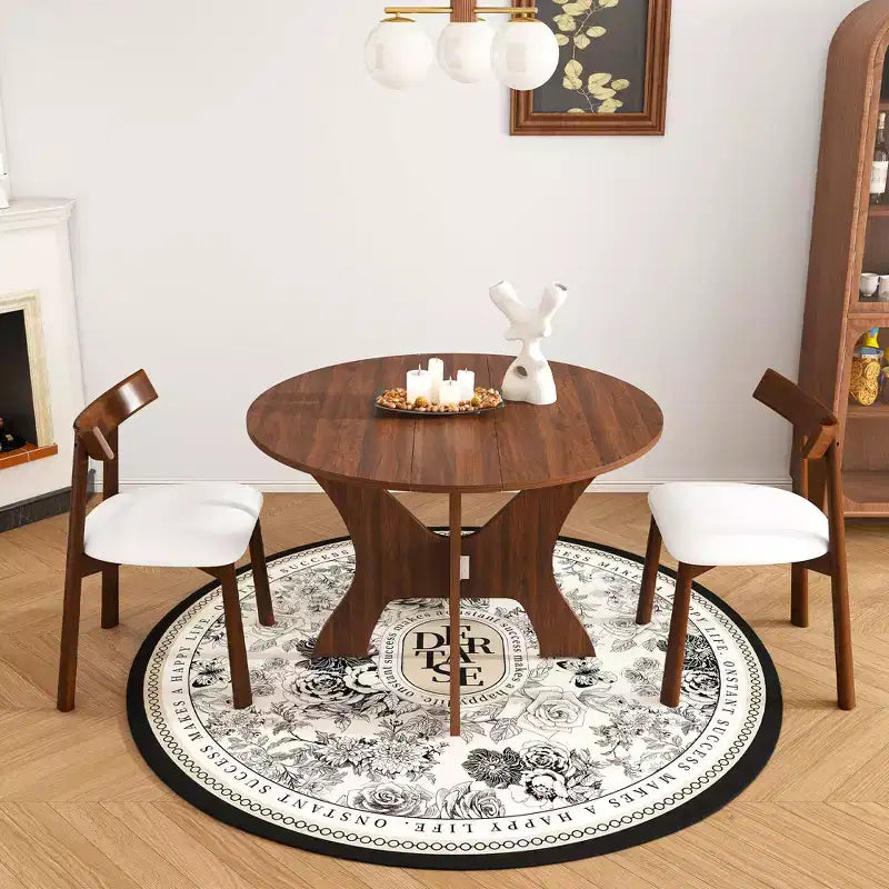 Ensemble de table à manger pliante GDFStudio Norwick de 43 po en bois avec 2 chaises en polyuréthane