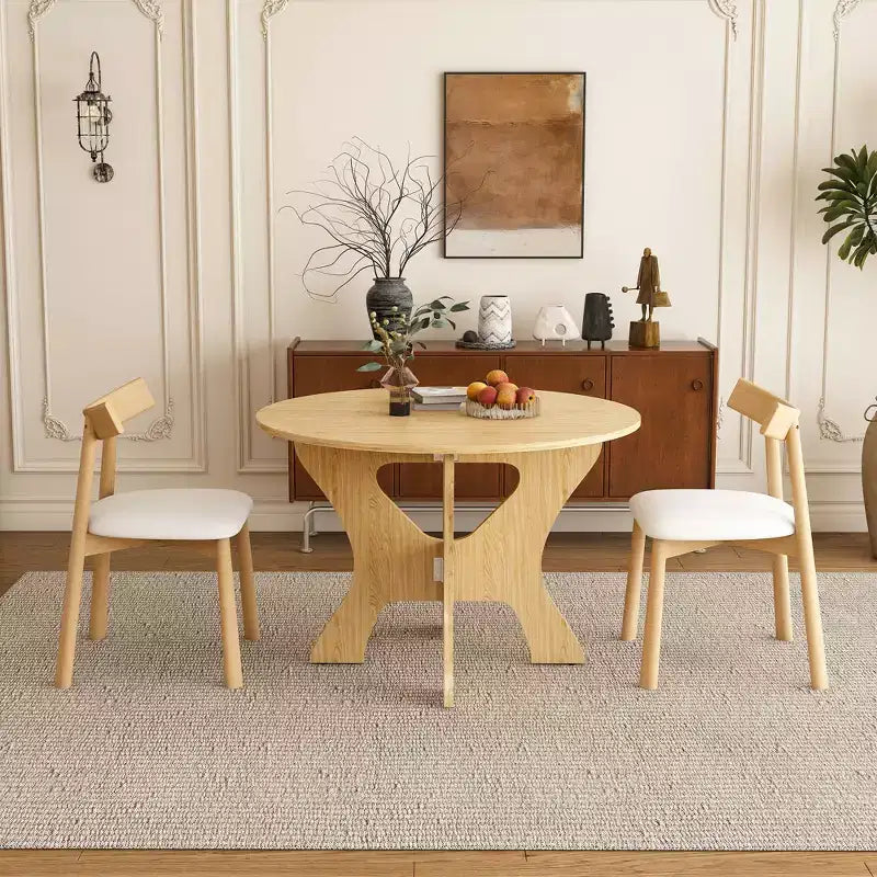 GDFStudio Norwick 43-Inch Folding Wood Dining Table Set with 2 PU Chairs