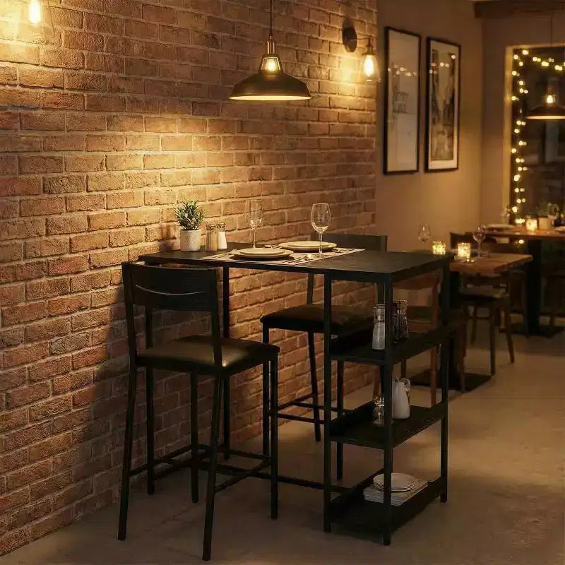 Ensemble de table à manger à hauteur de comptoir 36 po pour 2 avec chaises de bar rembourrées et étagères de rangement, table de cuisine peu encombrante pour petit espace, appartement