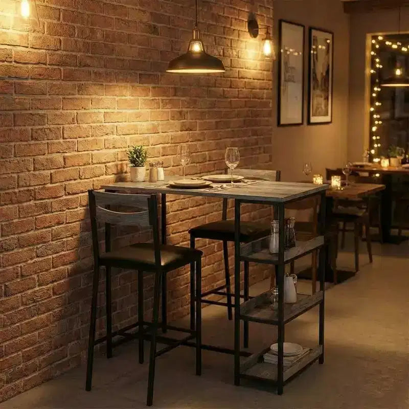 Ensemble de table à manger à hauteur de comptoir 36 po pour 2 avec chaises de bar rembourrées et étagères de rangement, table de cuisine peu encombrante pour petit espace, appartement