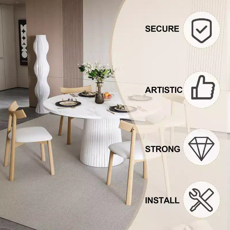 Ensemble de salle à manger 5 pièces moderne en bois Anita de GDFStudio avec table ronde et 4 chaises ergonomiques