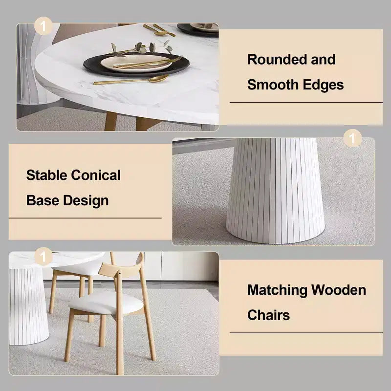 Ensemble de salle à manger 5 pièces moderne en bois Anita de GDFStudio avec table ronde et 4 chaises ergonomiques