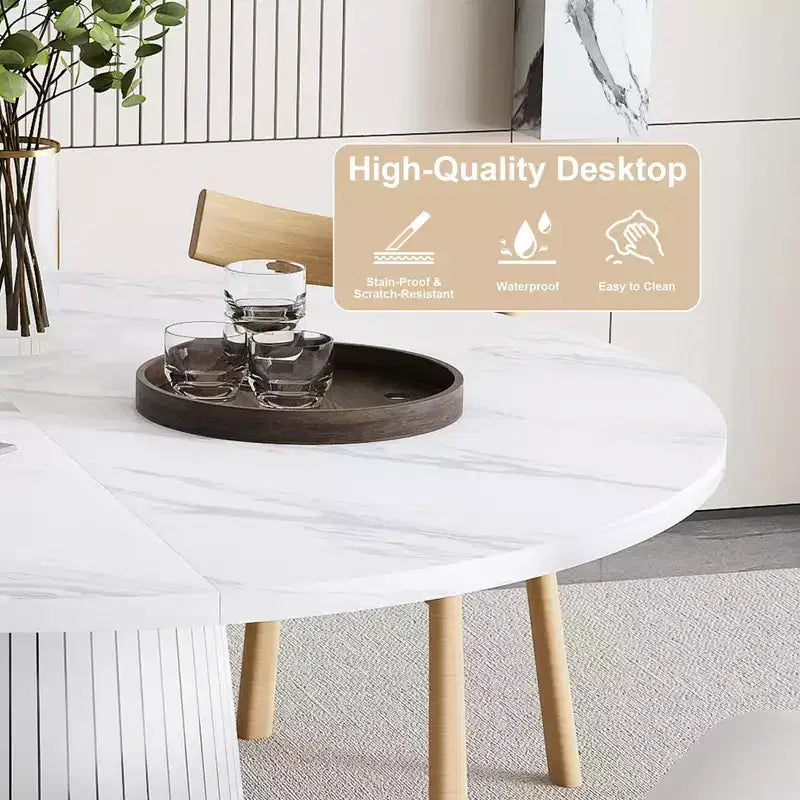 Ensemble de salle à manger 5 pièces moderne en bois Anita de GDFStudio avec table ronde et 4 chaises ergonomiques