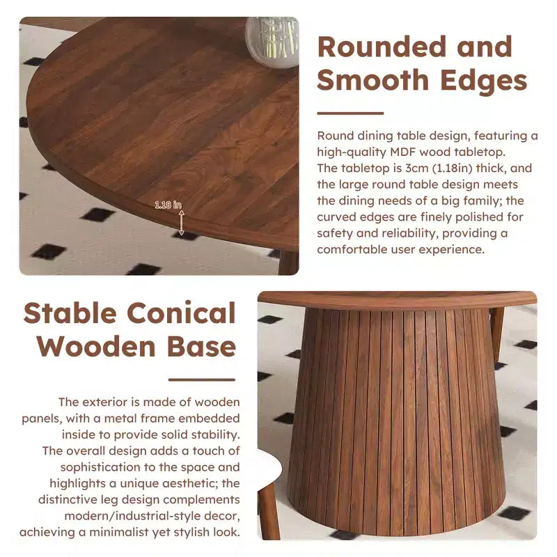 Ensemble de salle à manger 5 pièces moderne en bois Anita de GDFStudio avec table ronde et 4 chaises ergonomiques