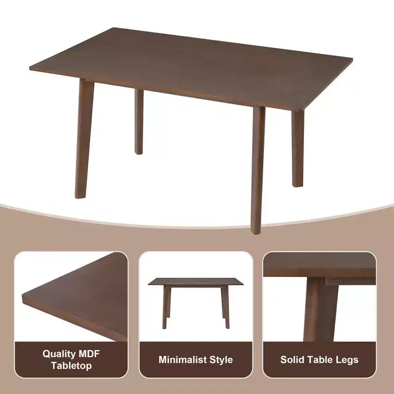 Ensemble de salle à manger moderne 5 pièces avec table en bois massif et 4 chaises en lin, pour cuisine ou salle à manger