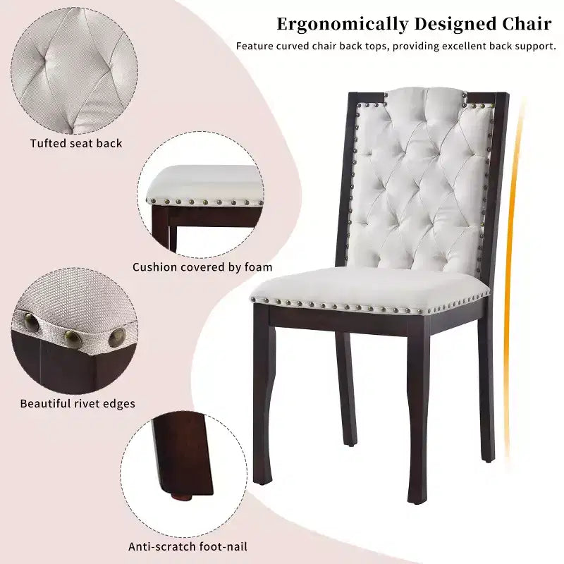 Ensemble de salle à manger 6 pièces GDFStudio Mathis avec table rectangulaire de 60 po, 4 chaises capitonnées à dossier haut et 1 banc