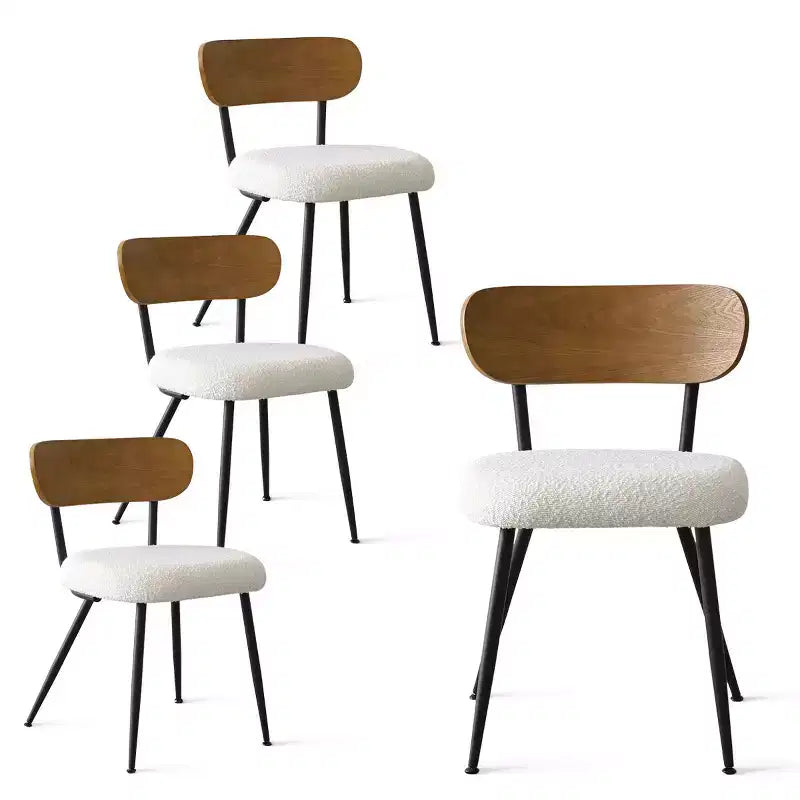 Ensemble de salle à manger rond 5 pièces, table à piédestal en chêne de 42 po avec 4 chaises rembourrées en bouclé, dossiers en bois de frêne et pieds en métal - Panipeachy