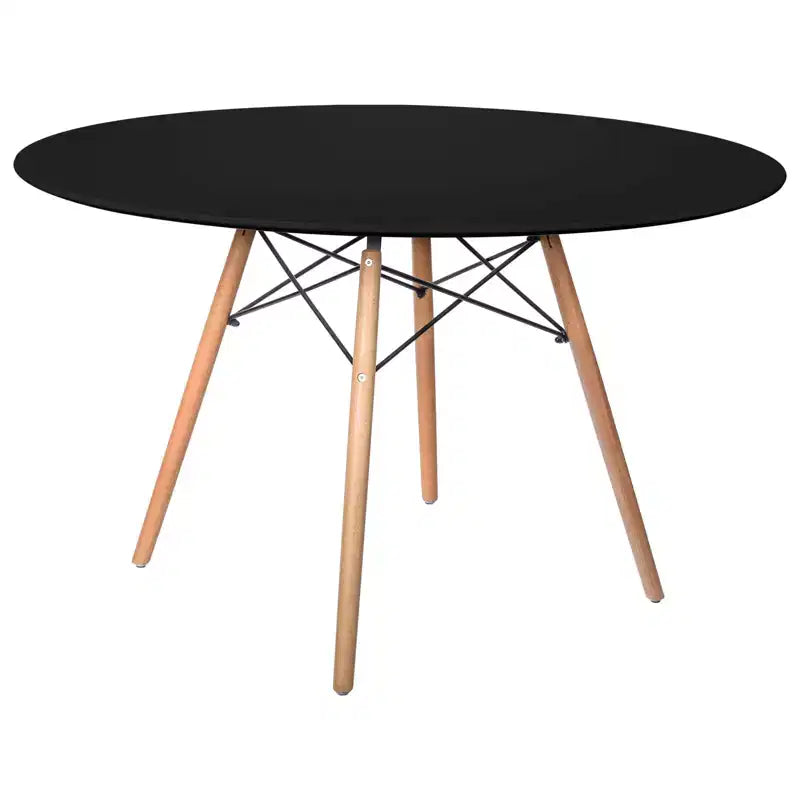 LeisureMod Dover, ensemble de salle à manger moderne 5 pièces, table à manger ronde en bois noir et 4 chaises rembourrées en velours avec pieds en métal, ensemble de cuisine pour petits espaces
