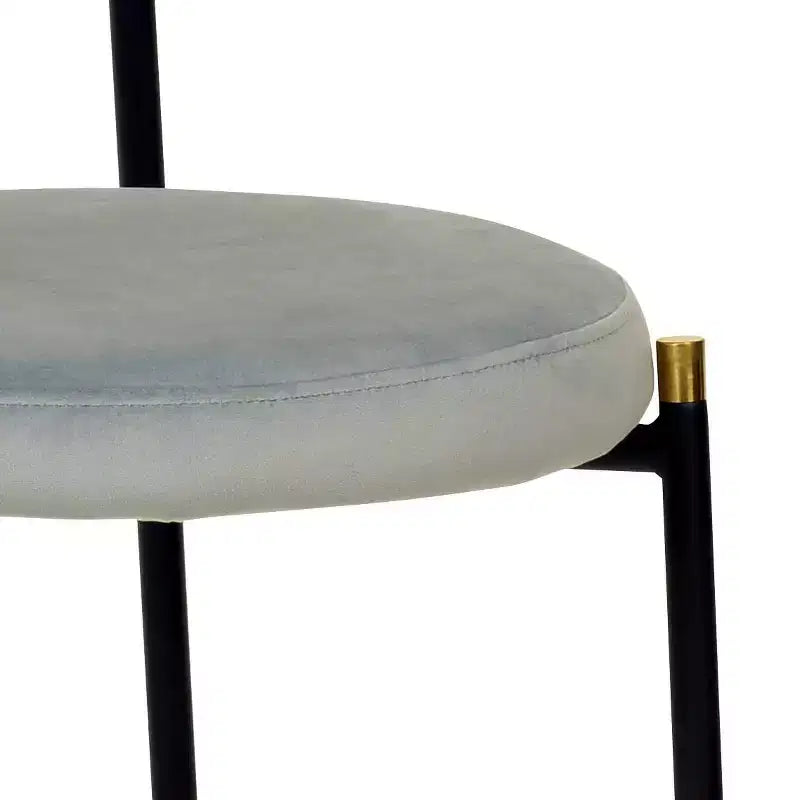 LeisureMod Dover, ensemble de salle à manger moderne 5 pièces, table à manger ronde en bois noir et 4 chaises rembourrées en velours avec pieds en métal, ensemble de cuisine pour petits espaces