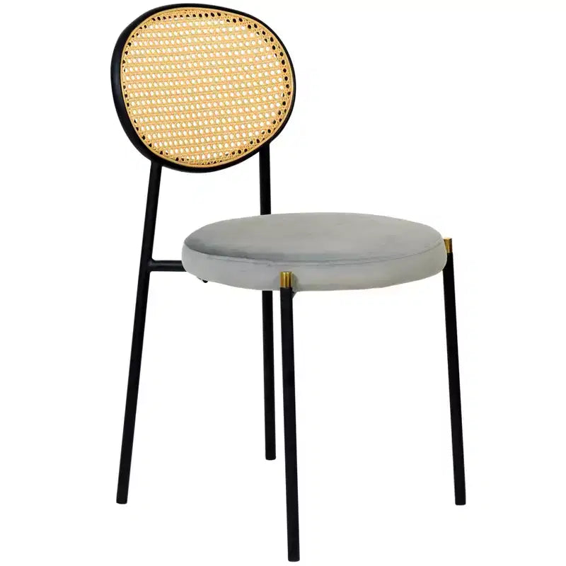 LeisureMod Dover, ensemble de salle à manger moderne 5 pièces, table à manger ronde en bois noir et 4 chaises rembourrées en velours avec pieds en métal, ensemble de cuisine pour petits espaces