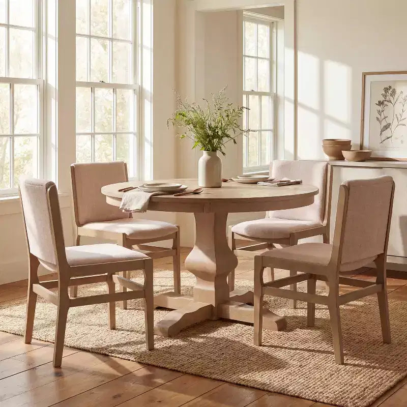 Ensemble de salle à manger capitonné contemporain Soraya 5 pièces en bois d'hévéa Christopher Knight Home