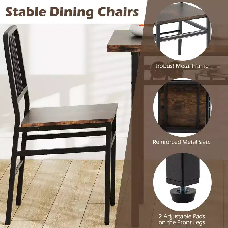Costway Ensemble Table et 2 Chaises de Salle à Manger Cuisine en Bois avec Rangement Marron Rustique & Noir