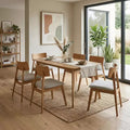 GDFStudio Preston Scandinavian Modern 7-Piece Wood Dining Set with 6 Upholstered Chairs