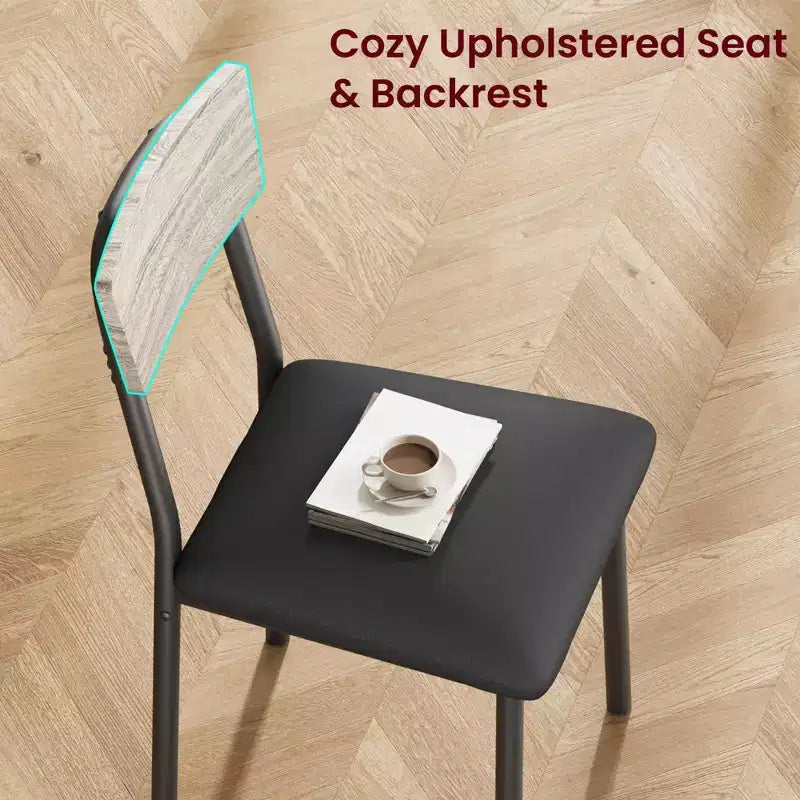 Ensemble de salle à manger 5 pièces en bois pour 4 personnes, plateau biseauté et chaises rembourrées, meubles de cuisine compacts pour la maison et l'appartement.