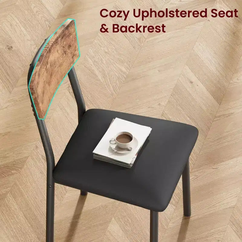 Ensemble de salle à manger 5 pièces en bois pour 4 personnes, plateau biseauté et chaises rembourrées, meubles de cuisine compacts pour la maison et l'appartement.