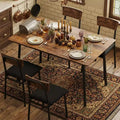 5-Piece Wood Dining Table Set for 4, Beveled Edge Design with Upholstered Chairs, Compact Kitchen Furniture for Home & Apartment