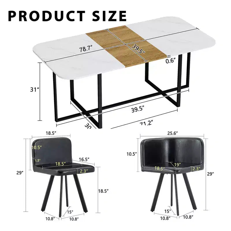 Ensemble de salle à manger 9 pièces GDFStudio Vicente moderne en métal et similicuir avec table en bois