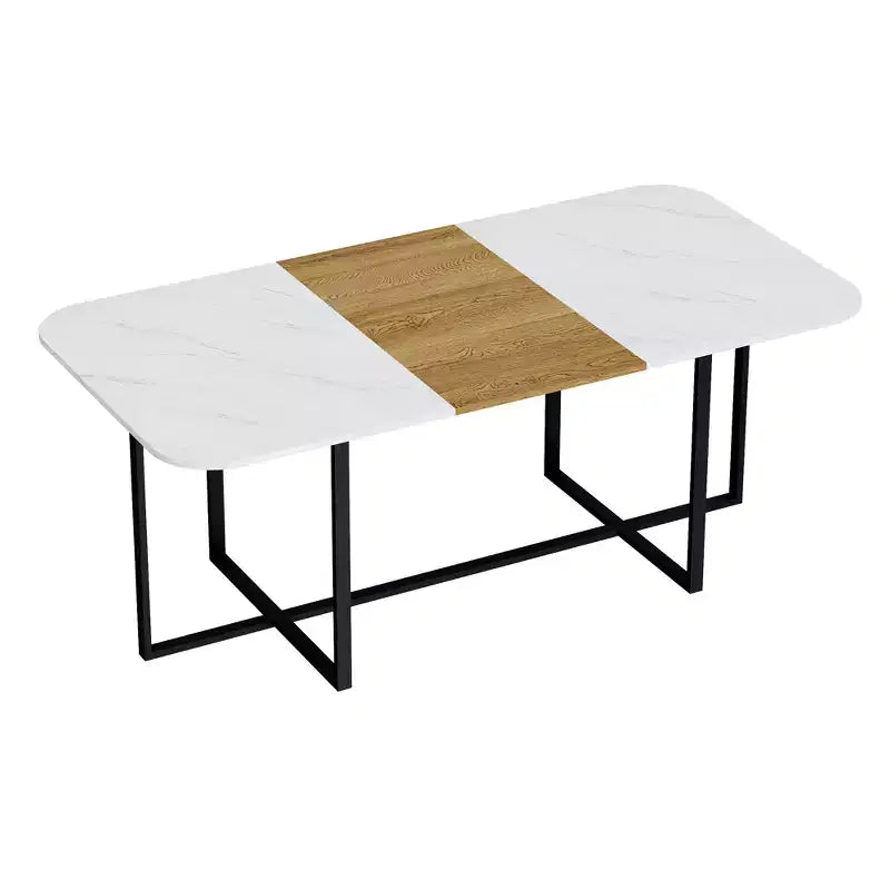 Ensemble de salle à manger 9 pièces GDFStudio Vicente moderne en métal et similicuir avec table en bois