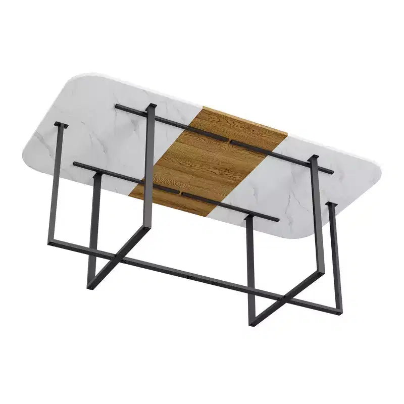 Ensemble de salle à manger 9 pièces GDFStudio Vicente moderne en métal et similicuir avec table en bois