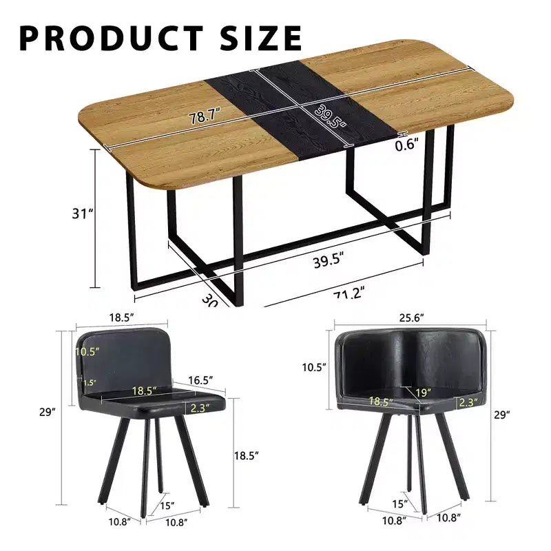 Ensemble de salle à manger 9 pièces GDFStudio Vicente moderne en métal et similicuir avec table en bois