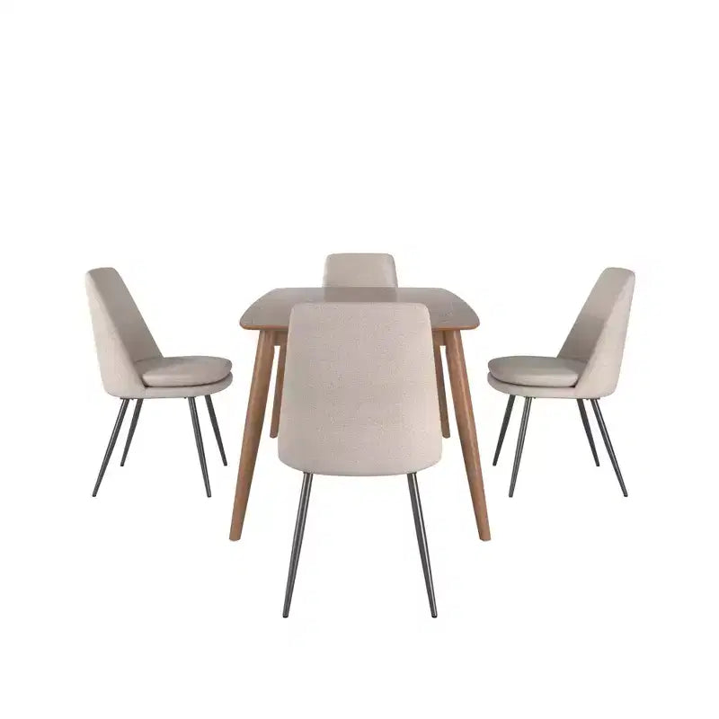 Ensemble de salle à manger conique de style moderne du milieu du siècle en chenille 5 pièces Cortland - iNSPIRE Q