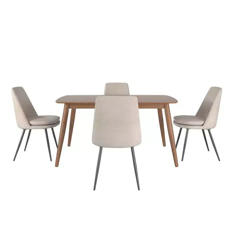 Ensemble de salle à manger conique de style moderne du milieu du siècle en chenille 5 pièces Cortland - iNSPIRE Q