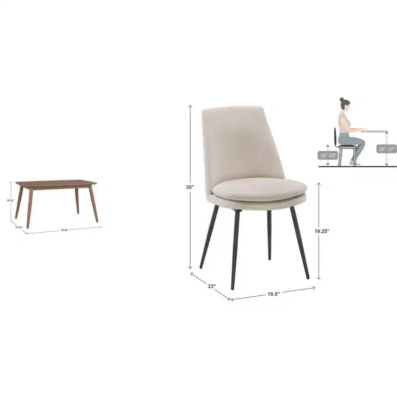 Ensemble de salle à manger conique de style moderne du milieu du siècle en chenille 5 pièces Cortland - iNSPIRE Q