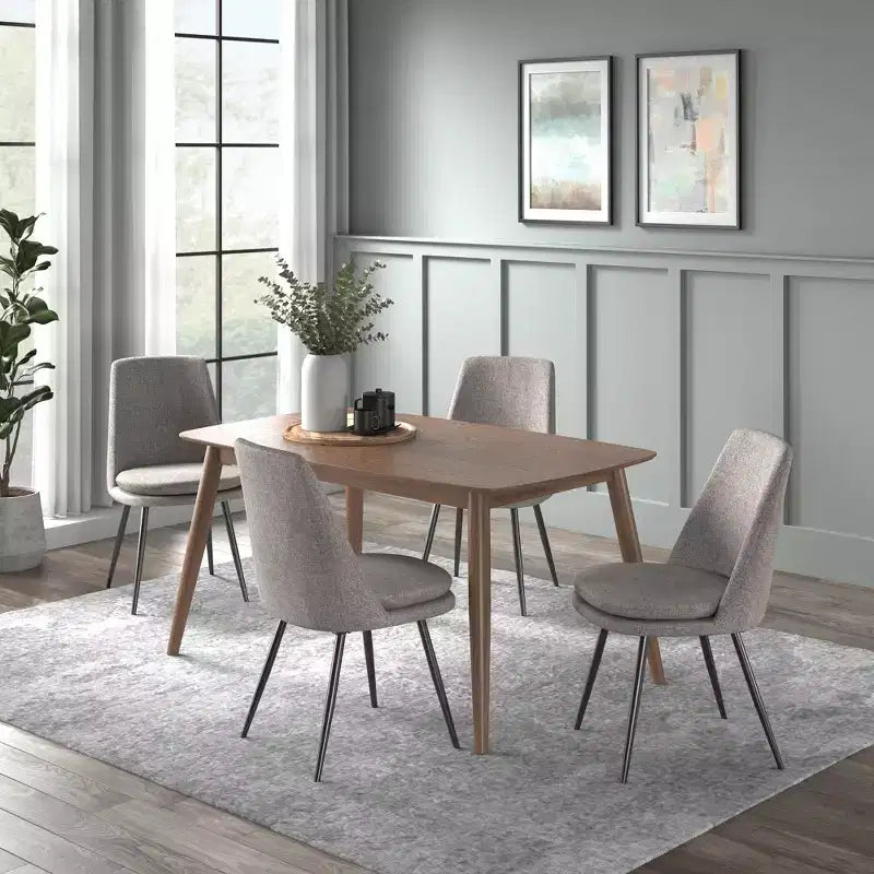 Ensemble de salle à manger conique de style moderne du milieu du siècle en chenille 5 pièces Cortland - iNSPIRE Q