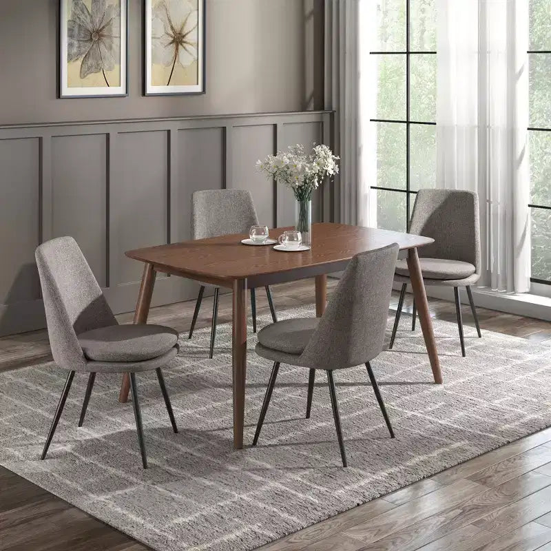 Ensemble de salle à manger conique de style moderne du milieu du siècle en chenille 5 pièces Cortland - iNSPIRE Q