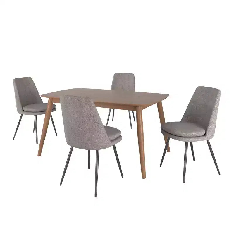 Ensemble de salle à manger conique de style moderne du milieu du siècle en chenille 5 pièces Cortland - iNSPIRE Q