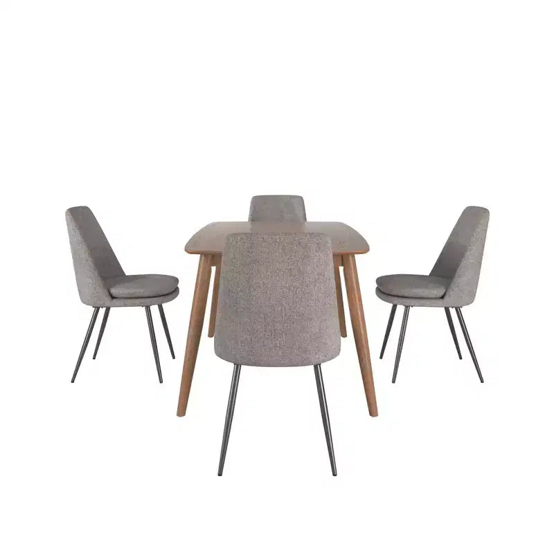 Ensemble de salle à manger conique de style moderne du milieu du siècle en chenille 5 pièces Cortland - iNSPIRE Q